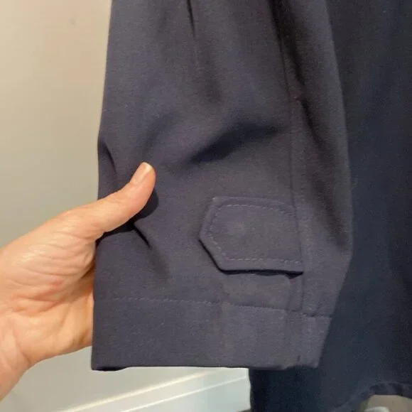 Hilary Radley Navy Blue Maxi Trench Coat Size 12 Snap Closure, - Picture 13 of 15